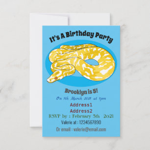 Burmese python snake cartoon illustration invitation