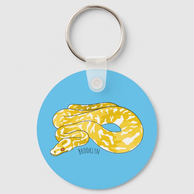 Burmese python snake cartoon illustration key ring (Front)