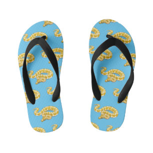 Burmese python snake cartoon illustration kid's flip flops