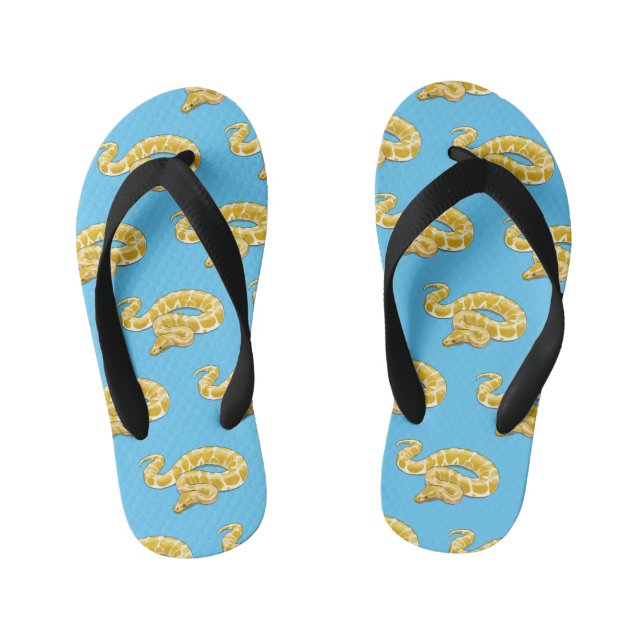 Burmese python snake cartoon illustration kid's flip flops (Footbed)