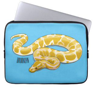 Burmese python snake cartoon illustration laptop sleeve