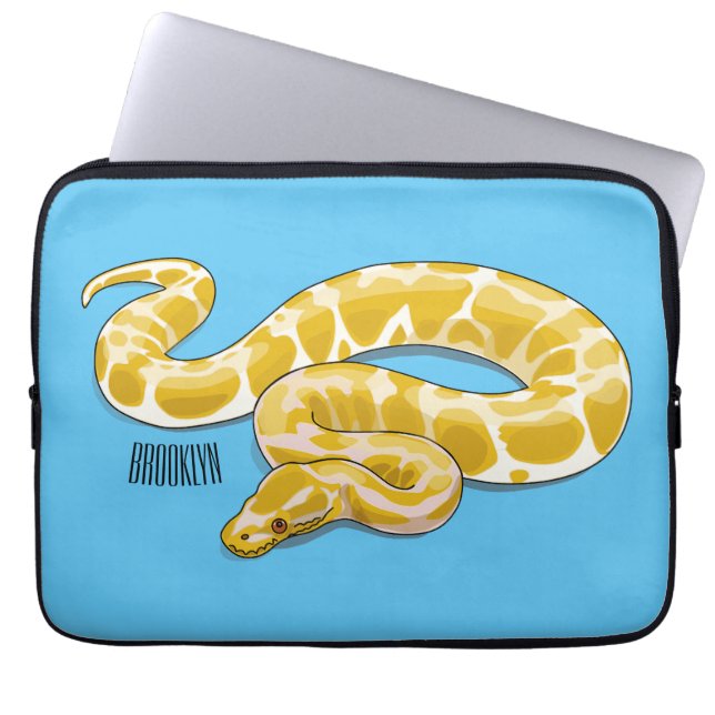 Burmese python snake cartoon illustration laptop sleeve (Front)