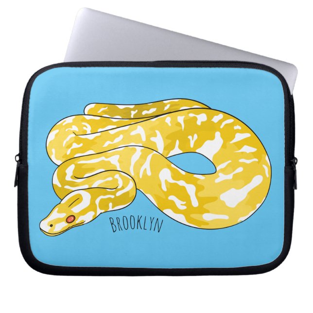 Burmese python snake cartoon illustration laptop sleeve (Front)