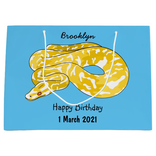 Burmese python snake cartoon illustration large gift bag (Front)