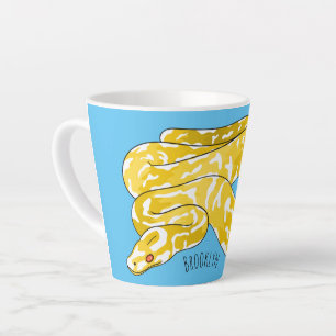 Burmese python snake cartoon illustration latte mug