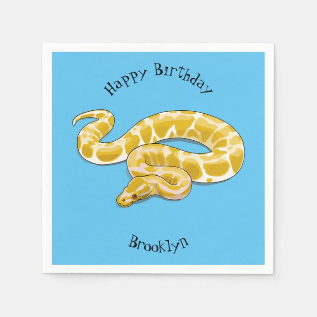 Burmese python snake cartoon illustration napkin (Front)