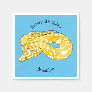 Burmese python snake cartoon illustration napkin