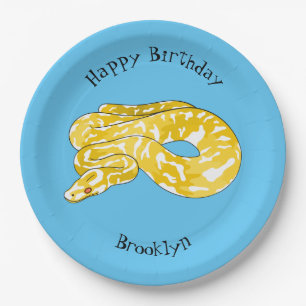 Burmese python snake cartoon illustration paper plate