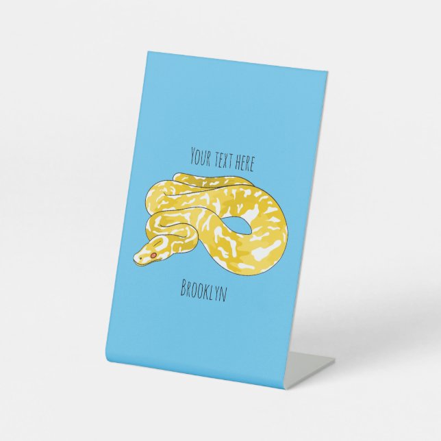 Burmese python snake cartoon illustration pedestal sign (Front)