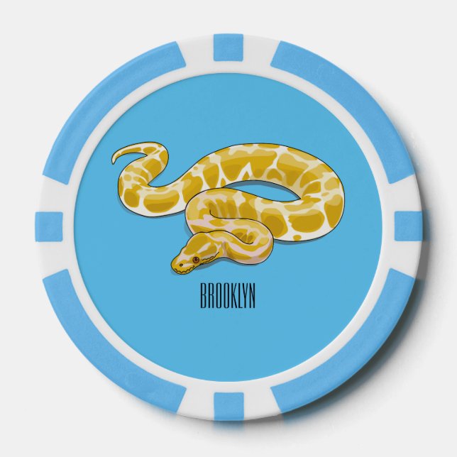Burmese python snake cartoon illustration poker chips (Front)