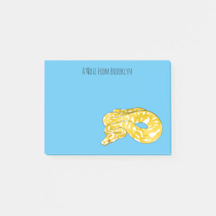 Burmese python snake cartoon illustration post-it notes