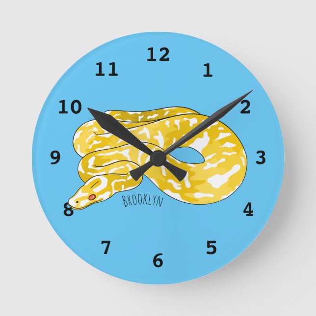 Burmese python snake cartoon illustration  round clock (Front)