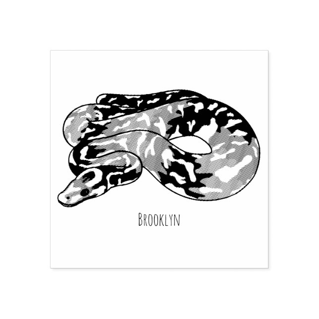Burmese python snake cartoon illustration  rubber stamp (Imprint)