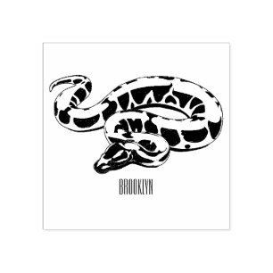 Burmese python snake cartoon illustration rubber stamp