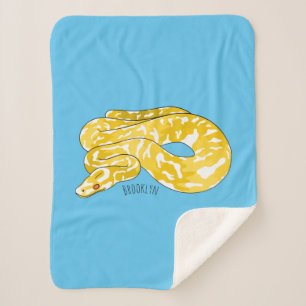 Burmese python snake cartoon illustration  sherpa blanket