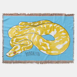 Burmese python snake cartoon illustration throw blanket