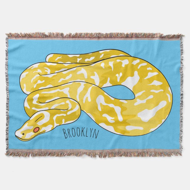 Burmese python snake cartoon illustration throw blanket (Front)