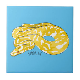 Burmese python snake cartoon illustration tile