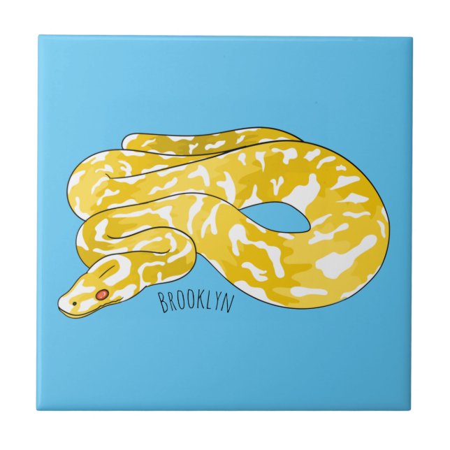 Burmese python snake cartoon illustration tile (Front)