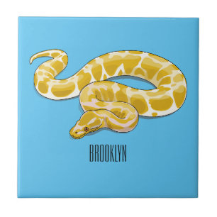 Burmese python snake cartoon illustration tile