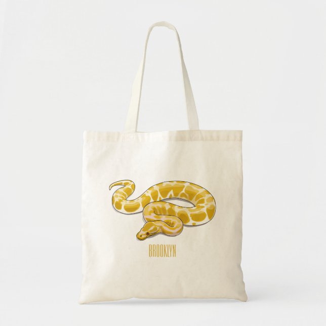 Burmese python snake cartoon illustration tote bag (Front)