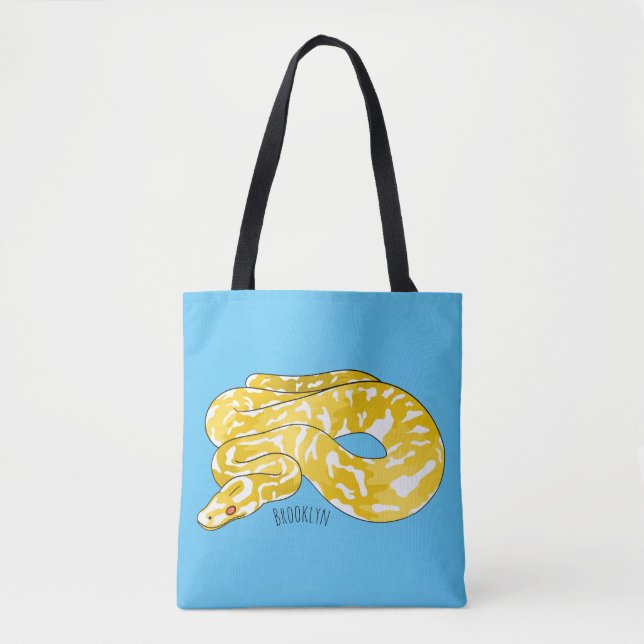 Burmese python snake cartoon illustration  tote bag (Front)