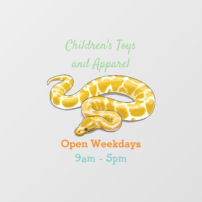 Burmese python snake cartoon illustration window cling (Sheet)