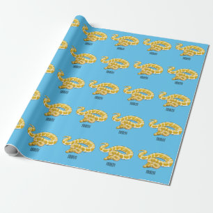 Burmese python snake cartoon illustration wrapping paper
