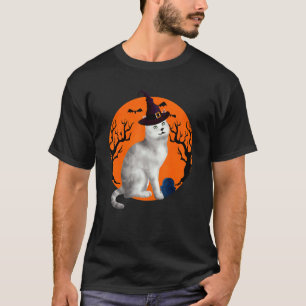 Burmilla Cat Halloween Witch Hat And Moon T-Shirt