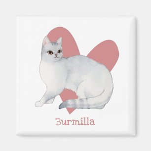 Burmilla Cat Watercolor Kitty Pink Heart Magnet