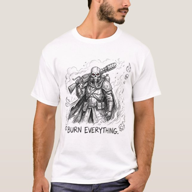 Burn Everything Skull Shirt - Post Apocalyptic Fla (Front)