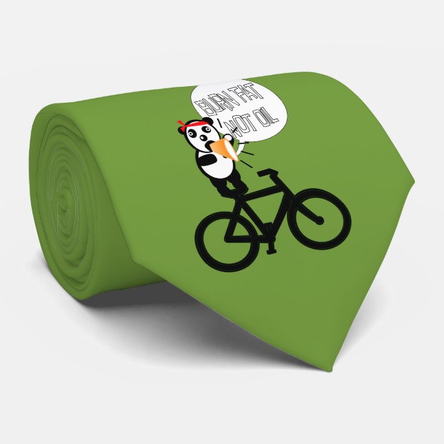Burn Fat Not Oil Panda Bear  Tie (Rolled)