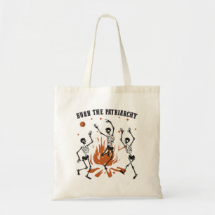 Burn The Patriarchy Spooky Feminist Skeletons Tote Bag