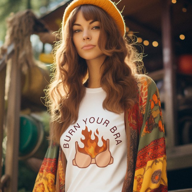 Burn Your Bra Feminist Quote T-Shirt (Creator Uploaded)