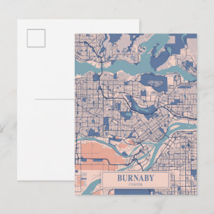 Burnaby Canada Breezy City Map Travel Postcard