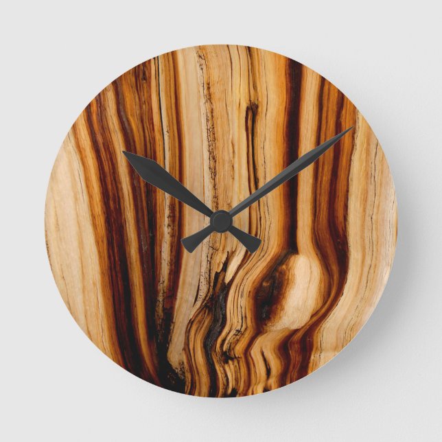 Burned Bristlecone Pine Tree Trunk Texture Round Clock (Front)