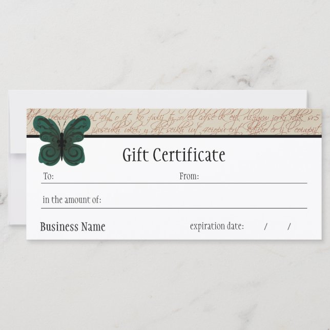 Burned Butterfly Gift Certificate (Front)