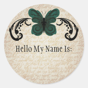 Burned Butterfly Name Tag Sticker