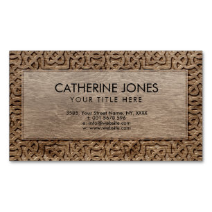 Burned  Celtic Wood Pattern Magnetic Business Card