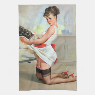 Burned Pinup Tea Towel