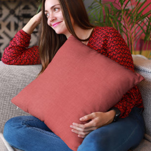 Burned red linen texture cushion