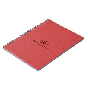 Burned red linen texture simple tan typography notebook