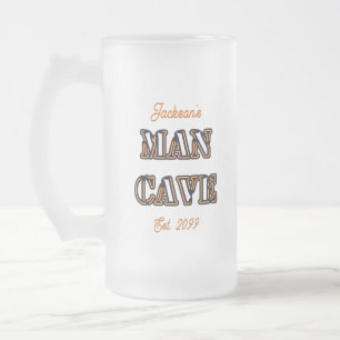 Burned Text Effect Frosted Beer Mug Glass
