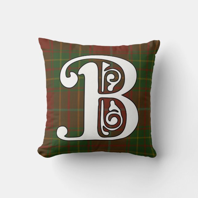 Burnett Clan Tartan Monogram Cushion (Front)