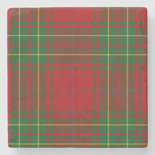 Burnett Family Tartan Plaid Stone Coaster (Front)