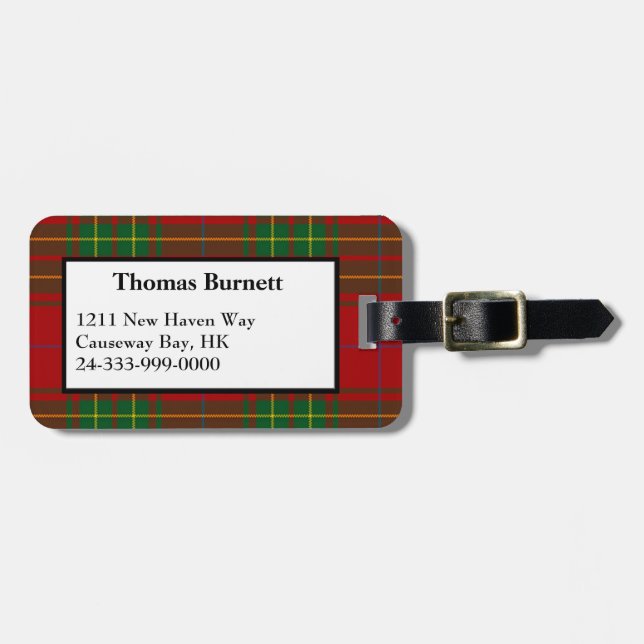 Burnett Tartan Plaid Luggage Tag (Front Horizontal)