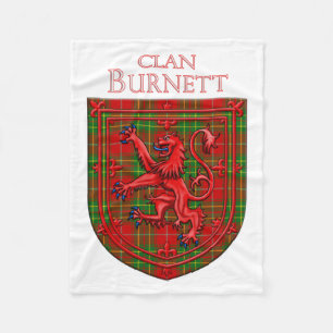 Burnett Tartan Scottish Plaid Lion Rampant Fleece Blanket