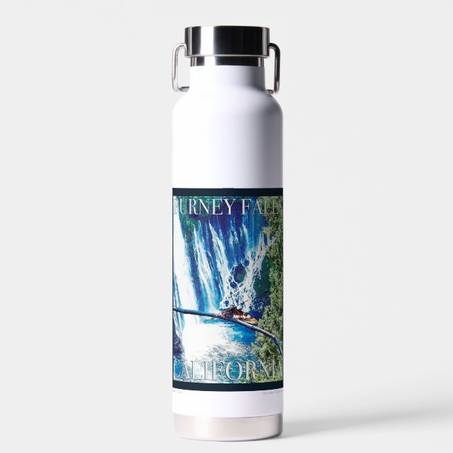Burney Falls, CA Poster Water Bottle (Front)