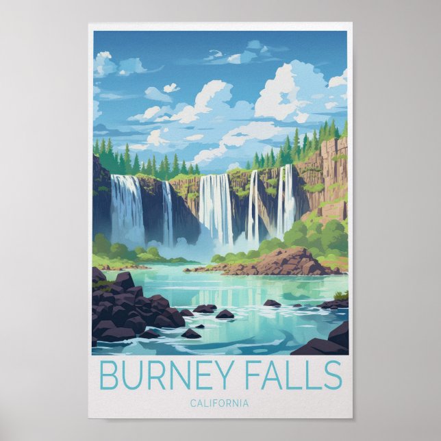 Burney Falls California Travel Poster (Front)