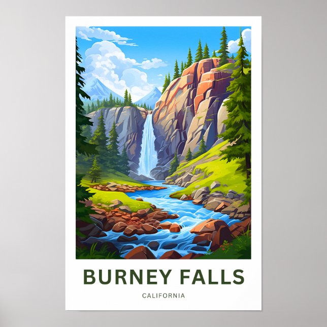 Burney Falls California Travel Print (Front)